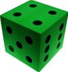 Dado d6 in Gomma Morbida 10cm - Verde