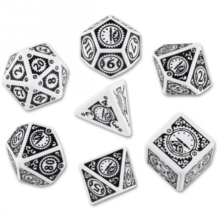 Set Dadi Steampunk Clockwork - Bianco, Nero