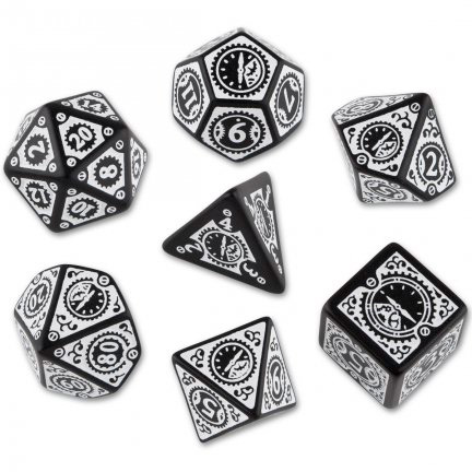 Set Dadi Steampunk Clockwork - Nero, Bianco