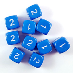 Dado Medio d6 - Numeri da 1 a 2 ripetuti - Blu