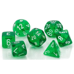 Set 7 Dadi Poliedrici Mini - Translucent  Verde/Bianco