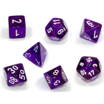 Set 7 Dadi Poliedrici Mini - Translucent Viola/Bianco