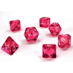 Set 7 Dadi Poliedrici Mini - Translucent  Rosa/Bianco