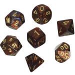 Set 7 Dadi Poliedrici Mini - Sangue Blu/Oro