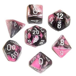 Set 7 Dadi Poliedrici - Gemini - Nero/Rosa/Bianco