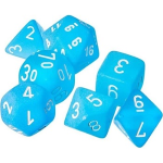 Set 7 Dadi Poliedrici Frosted Carribean Blu/Bianco