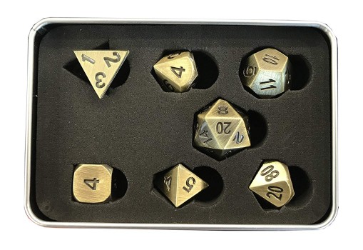 IUSTIDIE Set Di Dadi 7 In 1 In Metallo Con Design Spinner – Dadi D4-D20 Con Mostri D&D, Regalo In Scatola Per Giochi Di Ruolo