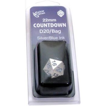 d20 Segnapunti in Metallo - Argento/Blu