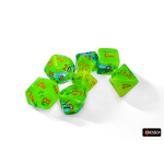 Set Dadi Poliedrici Luminescenti: Gemini - Verde Plasma/Arancione
