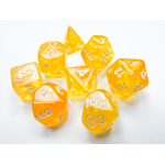 Set 7 Dadi Borealis Poliedrici Luminescenti - Giallo Canarino/Bianco