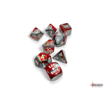 Set 7 Dadi Gemini Poliedrici - Acciaio-Rosso/Bianco