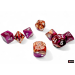 Set 7 Dadi Gemini Poliedrici - Rame-Viola/Bianco