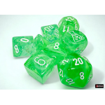 Set 7 Dadi Nebula Poliedrici - Gelatina Verde/Bianco