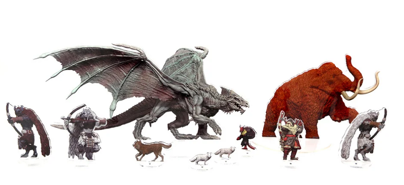 D&D Idols of the Realms: Icewind Dale Rime of the Frostmaiden - Young Adult White Dragon - 2D Set